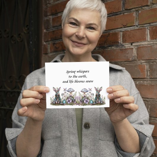 Mystiek konijn met paddenstoelen kaart