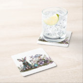 Mystiek konijn met paddenstoelen kartonnen onderzetters (Insitu)