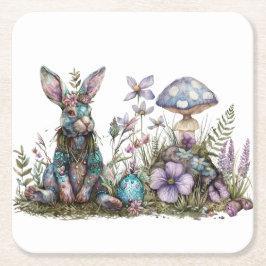 Mystiek konijn met paddenstoelen kartonnen onderzetters