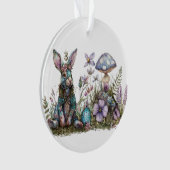 Mystiek konijn met paddenstoelen ornament (voorkant)