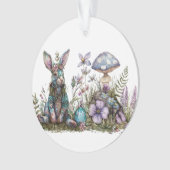 Mystiek konijn met paddenstoelen ornament (voorkant)
