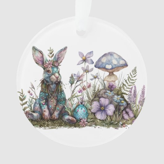 Mystiek konijn met paddenstoelen ornament (voorkant)