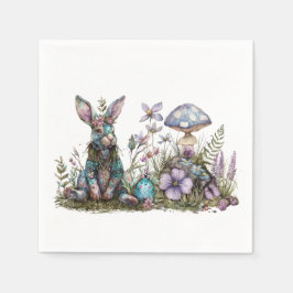 Mystiek konijn met paddenstoelen servet