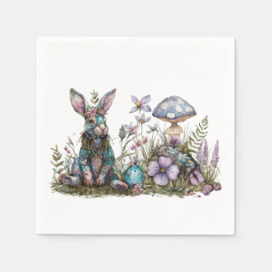Mystiek konijn met paddenstoelen servet