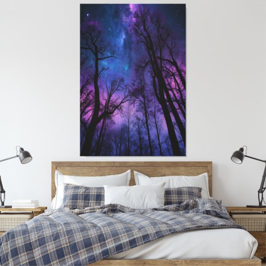 Mystiek Kosmisch Bos Canvas Muurkunst – Dromerig Afdruk (Insitu (Slaapkamer))