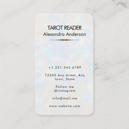 Mystiek Kwaad Oog Hemelse Tarot Holografisch Visitekaartje (Achterkant)