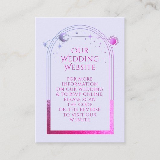 Mystiek Lavendel Bruiloft Website RSVP QR Code Informatiekaartje (Voorkant)