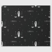 Mystiek Libra-sterrenbeeldpatroon in zwart en wit Cadeaupapier (Vlak)