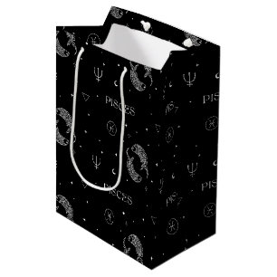 Mystiek Libra-sterrenbeeldpatroon in zwart en wit Medium Cadeauzakje