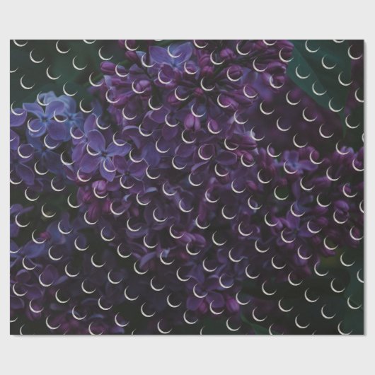 Mystiek Lila Crescent Moon Wrapping Paper Cadeaupapier (Vlak)