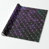 Mystiek Lila Crescent Moon Wrapping Paper Cadeaupapier (Uitgerold)