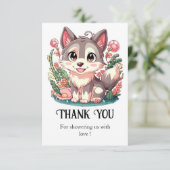 Mystiek Lovely Wolf Baby shower Bedankkaart (Staand voorkant)