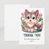 Mystiek Lovely Wolf Baby shower Bedankkaart (Voorkant / Achterkant)