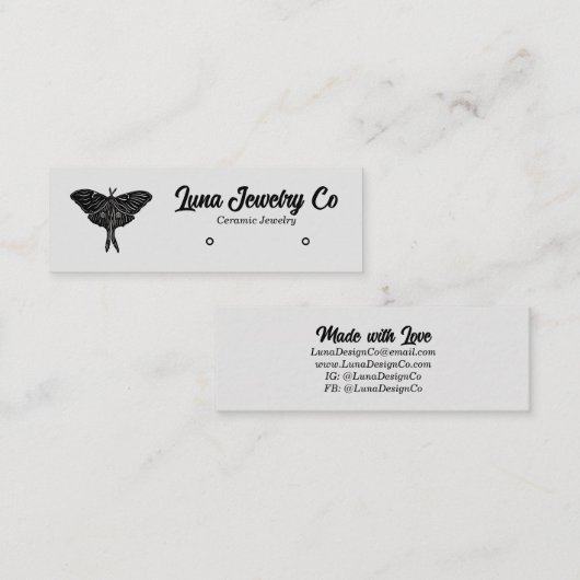 Mystiek Luna Moth Sieraden Stud Visitekaartje (Voorkant / Achterkant)