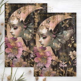 MYSTIEK MAAN EN MOT DECOUPAGE TISSUEPAPIER