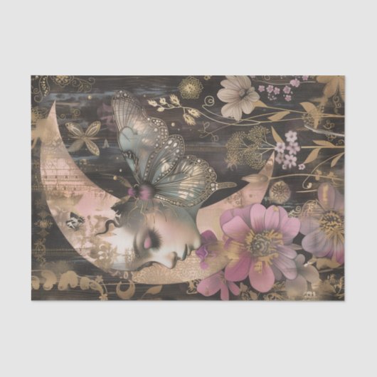 MYSTIEK MAAN EN MOT DECOUPAGE TISSUEPAPIER (Voorkant)