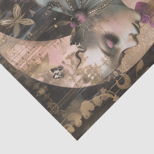 MYSTIEK MAAN EN MOT DECOUPAGE TISSUEPAPIER (Detail)