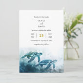 Mystiek Maanlicht Blauw Zee Schildpad Liefde Trouw Kaart (Staand voorkant)