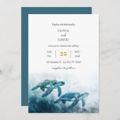 Mystiek Maanlicht Blauw Zee Schildpad Liefde Trouw Kaart (Voorkant / Achterkant)