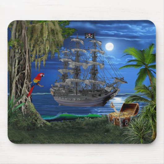 Mystiek Maanlicht Piratenschip Muismat (Voorkant)