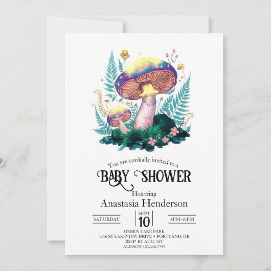 Mystiek Magisch Paddestoel Baby shower Kaart (Voorkant)