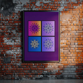 Mystiek Mandala Kwartet: Zonsondergang tot Middern Poster