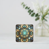 Mystiek Mandala ontwerp in levendige kleuren Vierkante Visitekaartje (Staand voorkant)