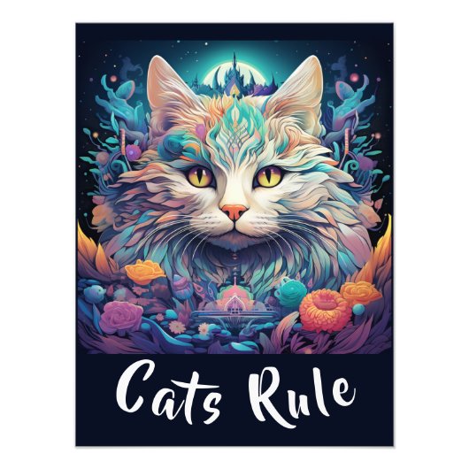 Mystiek Native American Pop Art Cat Jouw tekst toe Foto Afdruk (Voorkant)