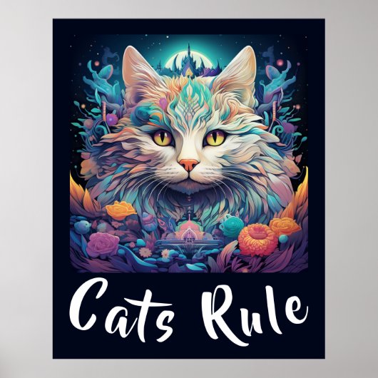 Mystiek Native American Pop Art Cat Jouw tekst toe Poster (Voorkant)