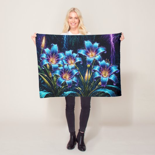 Mystiek neon botanische natuur geïnspireerd ontwer fleece deken (In situ)