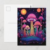 Mystiek Neon Mushroom Forest Briefkaart (Voorkant / Achterkant)