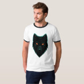 Mystiek Neon Wolf Design T-Shirt (Voorkant volledig)