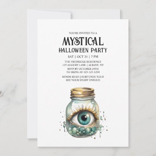 Mystiek Oog Fortuin Spooky Mint Halloween Party Kaart (Voorkant)