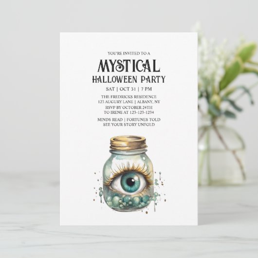 Mystiek Oog Fortuin Spooky Mint Halloween Party Kaart (Staand voorkant)