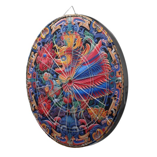 Mystiek Oosters Totem Dartboard Dartbord (Voorkant Rechts)