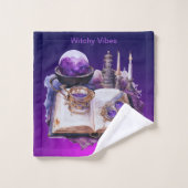 Mystiek Paarse kristal en Tarot geïnspireerd ontwe Bad Handdoek (Wasdoekje)