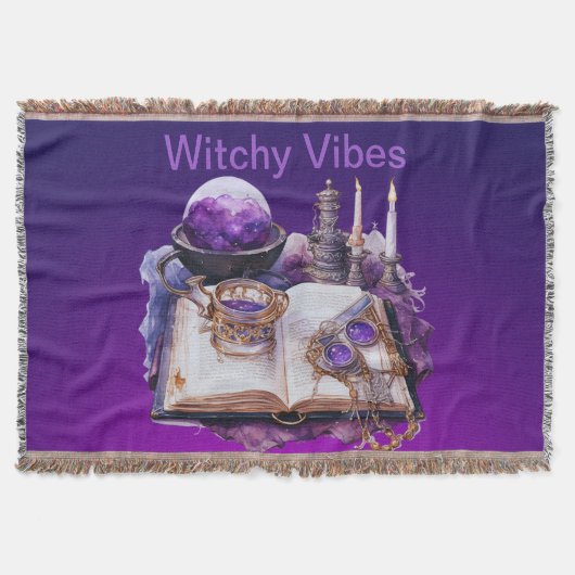 Mystiek Paarse kristal en Tarot geïnspireerd ontwe Deken (Voorkant)