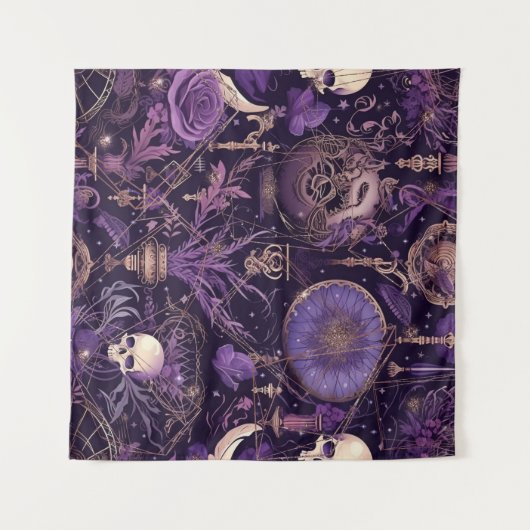 mystiek Paarse schedel tapestry Wandkleed (Voorkant (horizontaal))