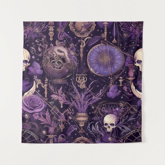 mystiek Paarse schedel tapestry Wandkleed (Voorkant)