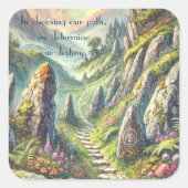 Mystiek pad en citaat vierkante sticker (Voorkant)
