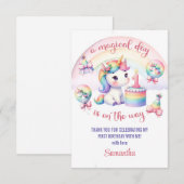 Mystiek Pastel Eenhoorn Meisje 1e Verjaardag Feest Bedankkaart (Voorkant / Achterkant)