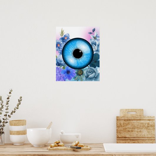 Mystiek Poster met betoverde bloemen en oogbol (Keuken)
