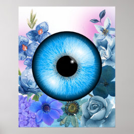 Mystiek Poster met betoverde bloemen en oogbol