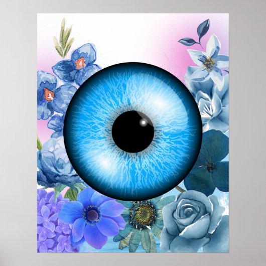 Mystiek Poster met betoverde bloemen en oogbol (Voorkant)