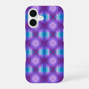 Mystiek raster magenta en turquoise geometrische iPhone 16 hoesje