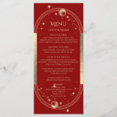 Mystiek Rood Goud Zon Maan Astronomie Bruiloft Menu (Voorkant)