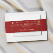 Mystiek Rood Goud Zon Maan Sterren Bruiloft Uitnodigingen Wikkel
