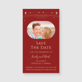 Mystiek Rood Goud Zon Maan Sterren Save The Date