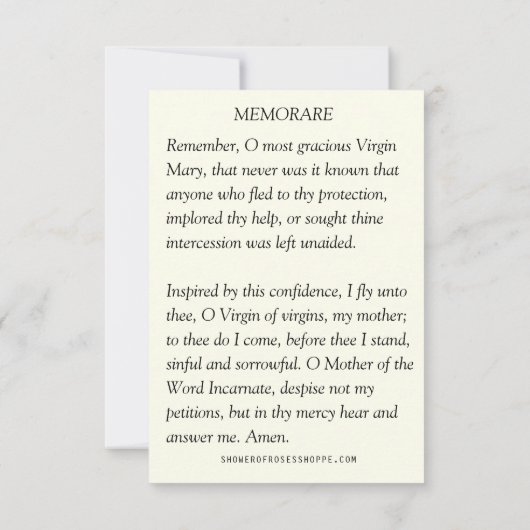 Mystiek Roos Maagd Mary Memorare Prayer Heilige He Bedankkaart (Achterkant)