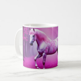 Mystiek roze paard in een fantasiebos koffiemok